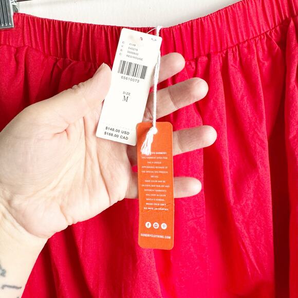 Sundry Anthropologie Candy Red Midi SKIRT ONLY NWT Side Slit Sexy Feminine M - Picture 6 of 12
